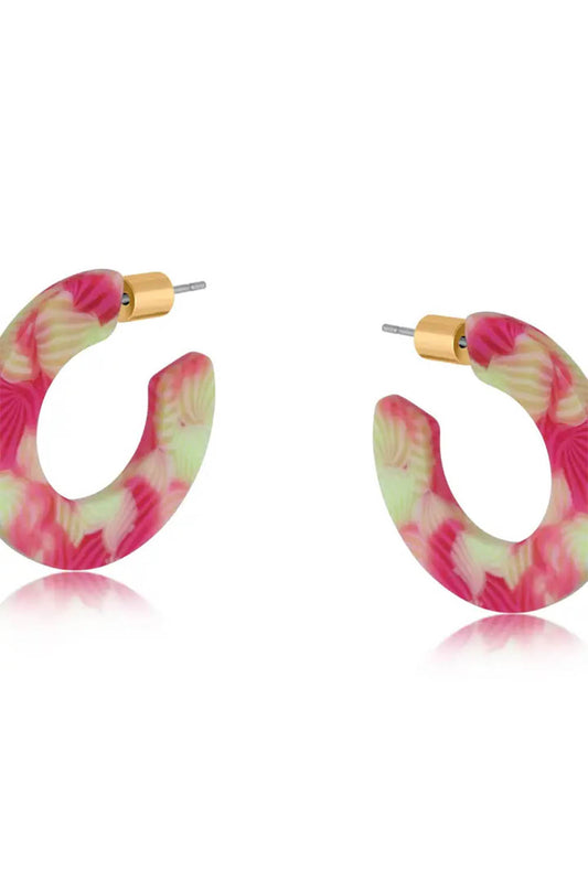 Emma Flat Oval Resin Hoop Earrings