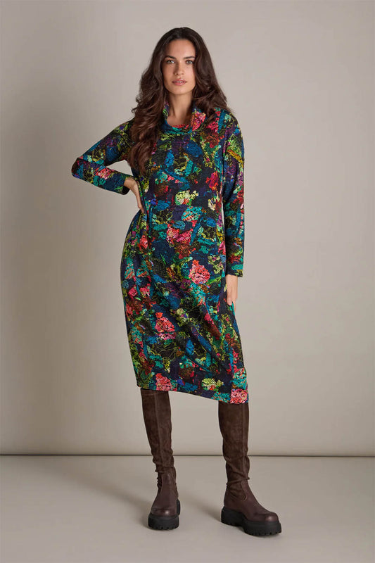 Abstract Floral Jersey Bubble Dress