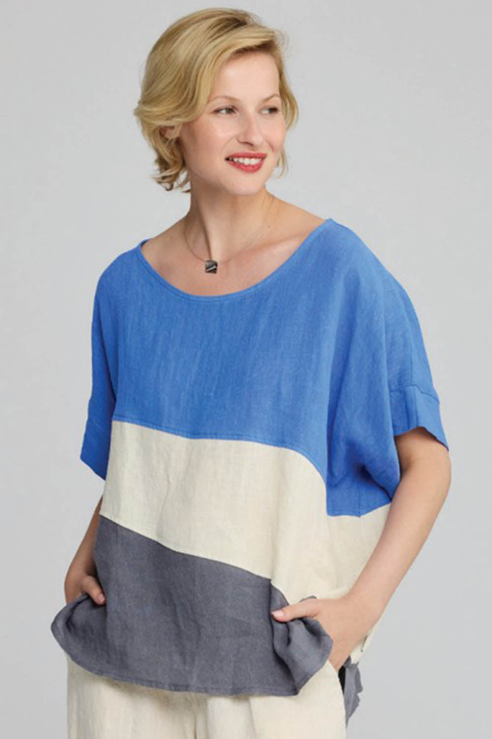 Breeze Triple Stripe Linen Blouse