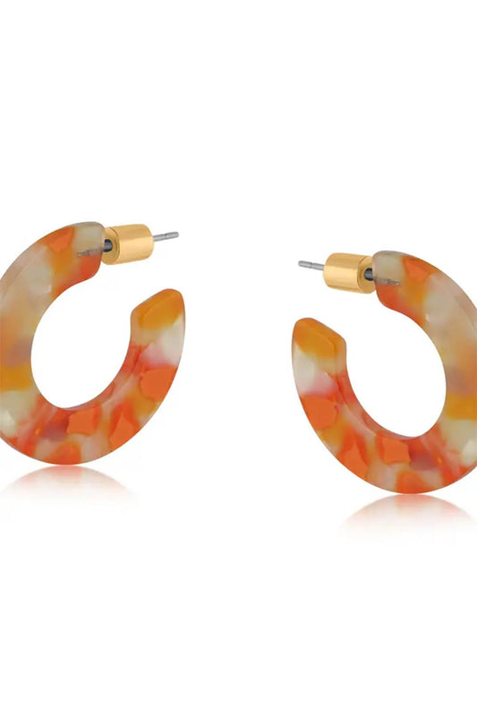 Emma Flat Oval Resin Hoop Earrings