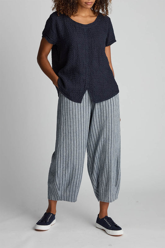 Linen Viscose Stripe Bubble Trousers