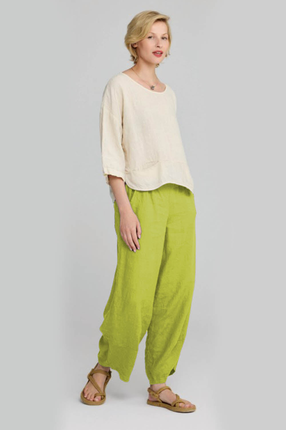 Vivid Woven Linen Trousers