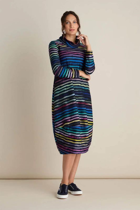 Textured Watercolour Landscape Cowl Dress