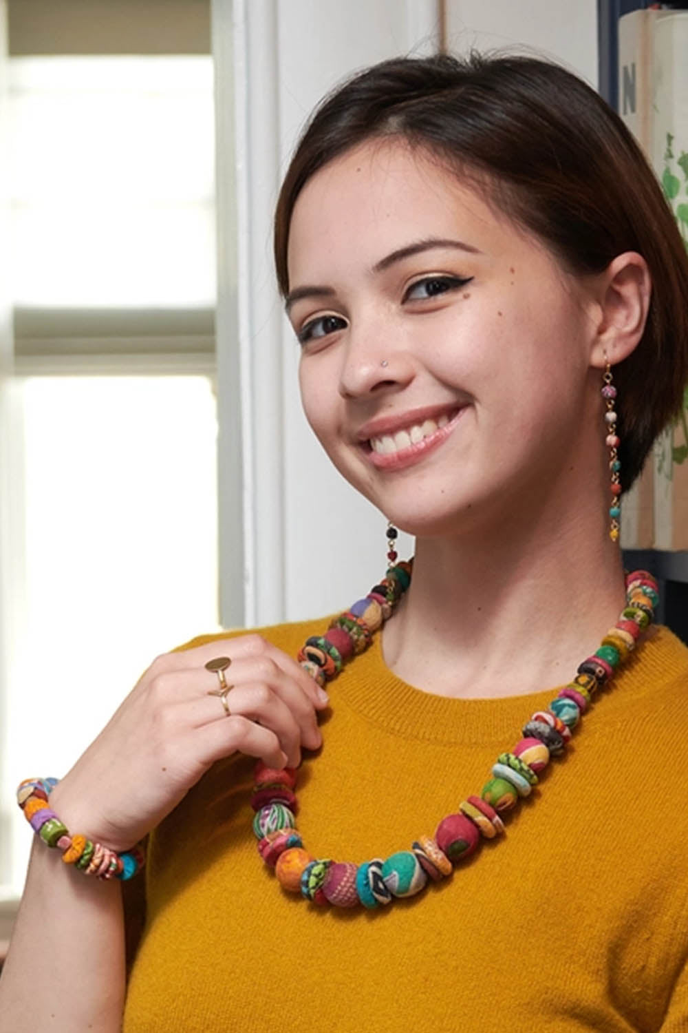 Kantha Button Necklace