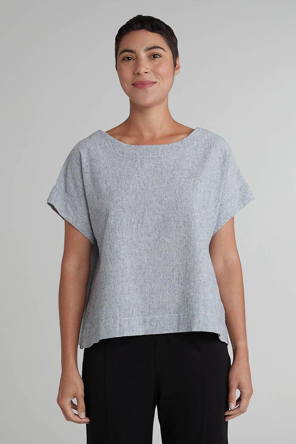 Short Sleeve Crosshatch Crop Top