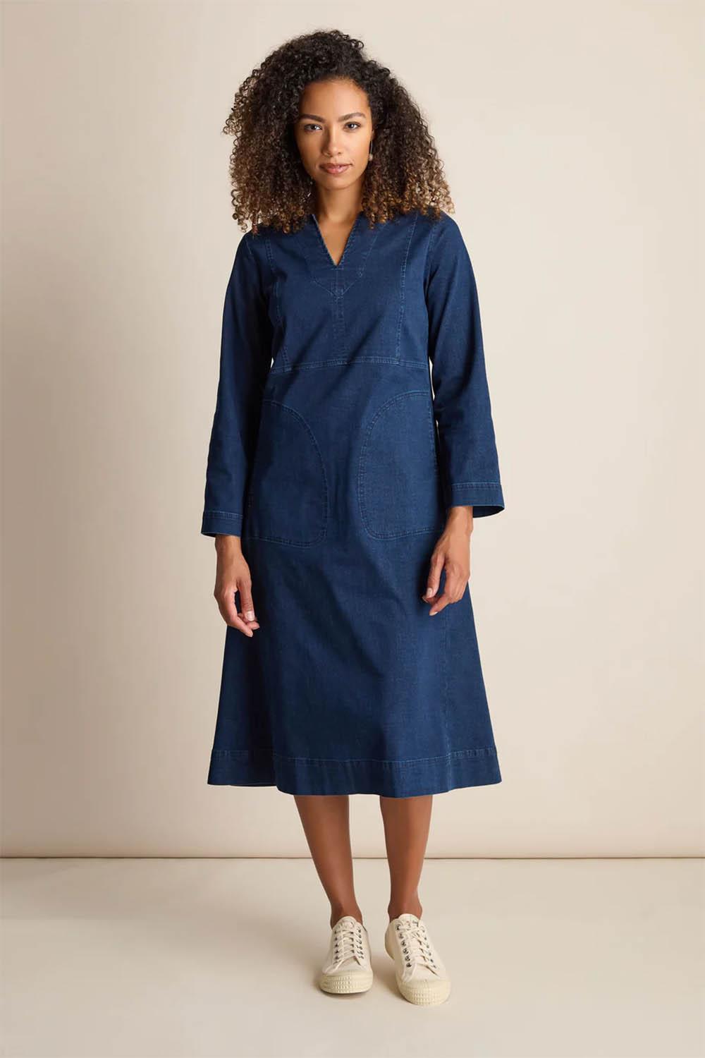 Stretch Denim Pocket Dress