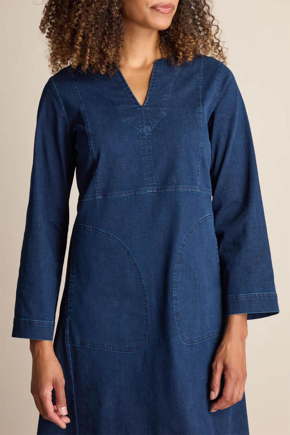 Stretch Denim Pocket Dress