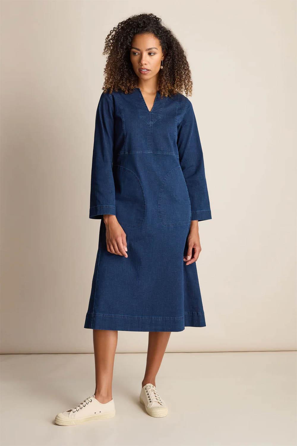 Stretch Denim Pocket Dress