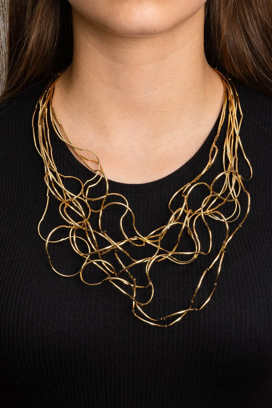 Wow Statement Wire Necklace Gold