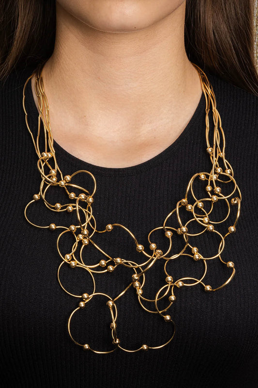 Bobble Statement Necklace Gold