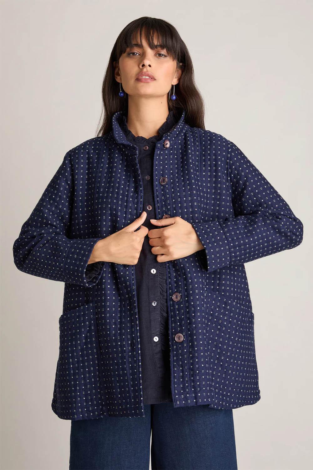 Indigo Stitch Wool Cotton Jacket