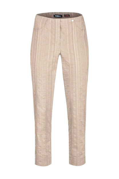 Robell Bella 09 68cm Seersucker Trousers Beige Beige