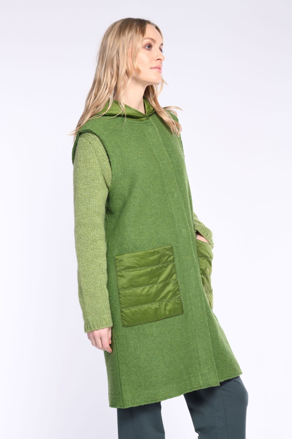 Simclan Wool Vest With Hood Avocado Green