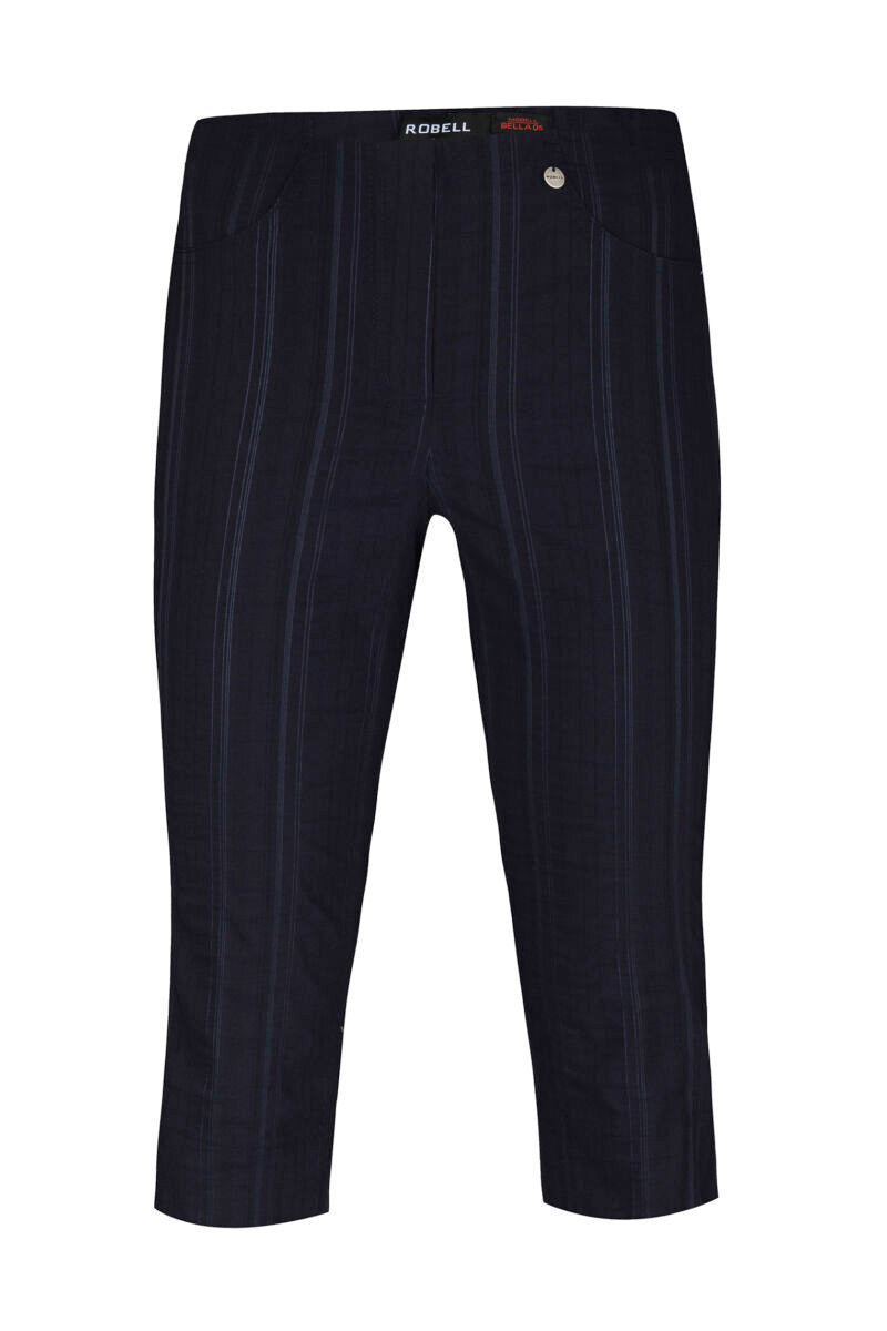 Robell Bella 05 40cm Seersucker Trousers Navy Blue