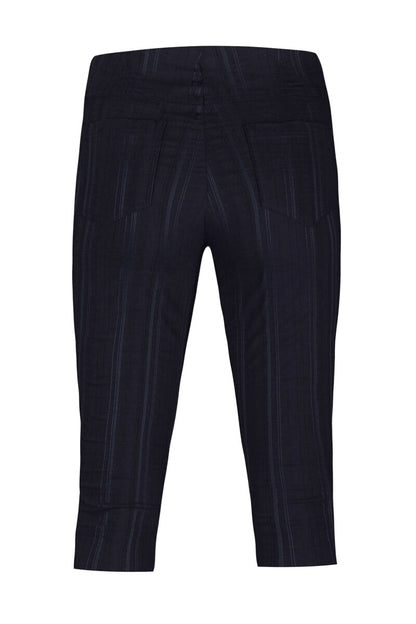 Robell Bella 05 40cm Seersucker Trousers Navy Blue