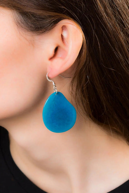 Pretty Pink Jewellery Folha Tagua Earrings Turquoise