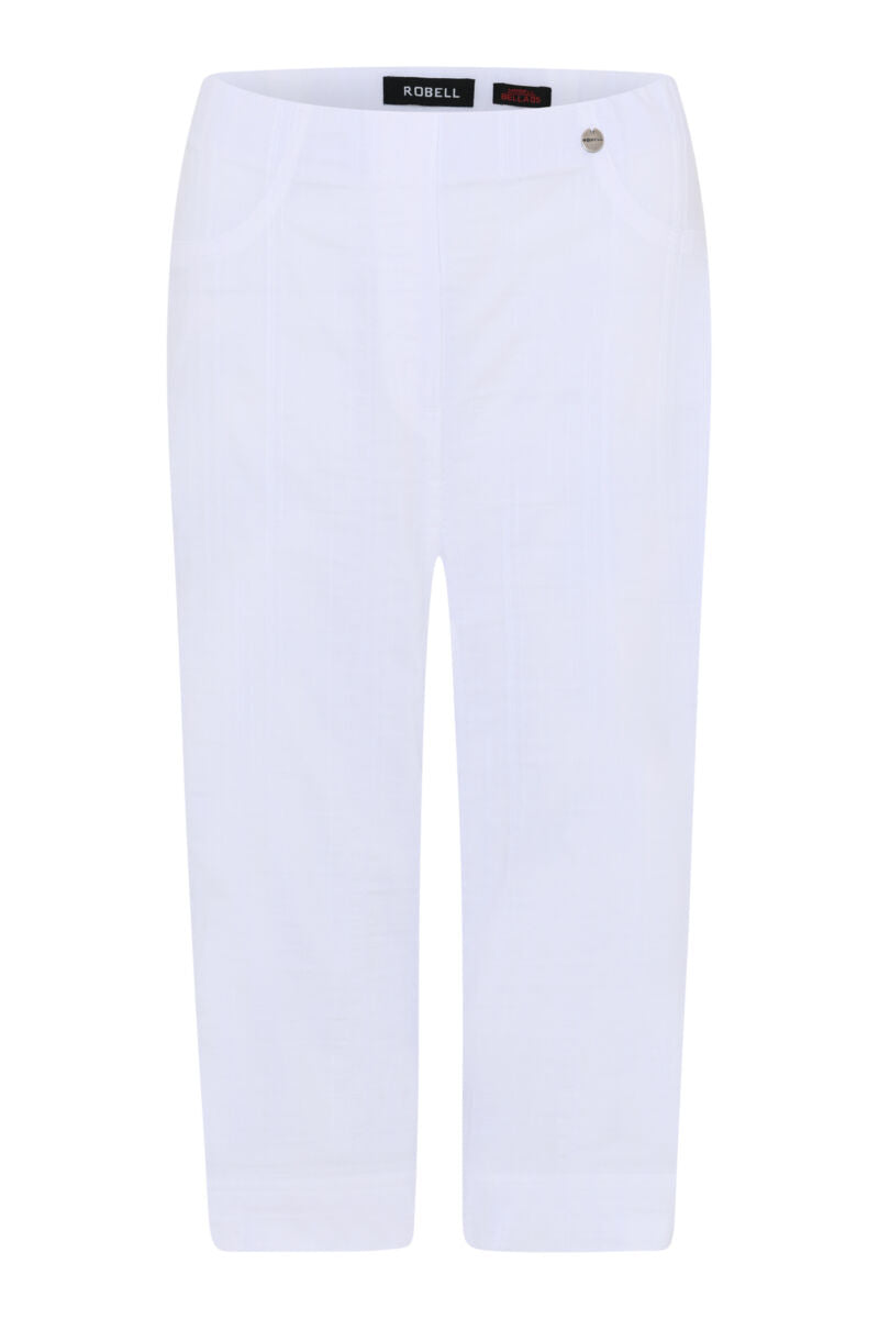 Robell Bella 05 40cm Seersucker Trousers White Blue