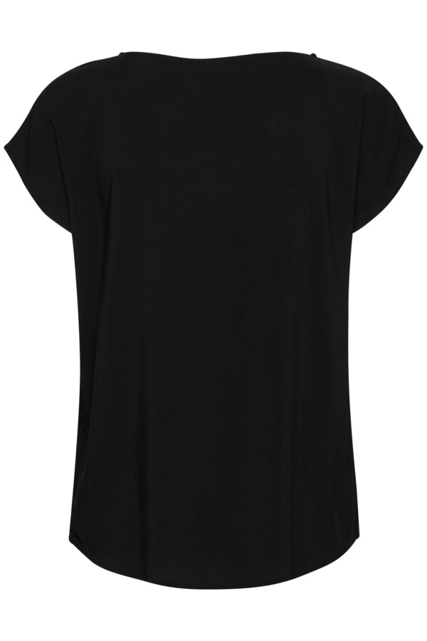 Ichi Maja Short Sleeve Top Black Black