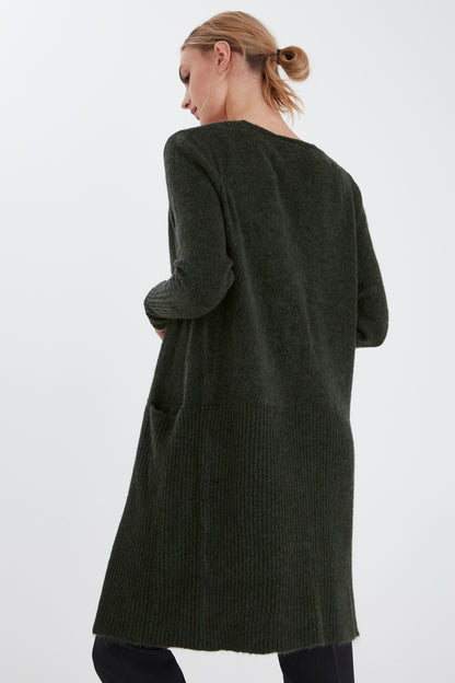 Ichi Kamara Long Cardigan Kombu Green