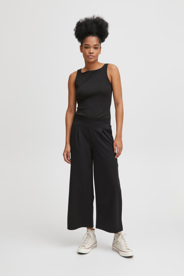 Ichi Kate Sus Wide Trousers Black Black