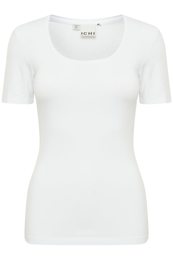 Ichi Zola Plain Short Sleeve Top White