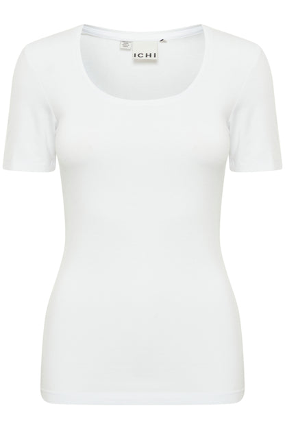 Ichi Zola Plain Short Sleeve Top White