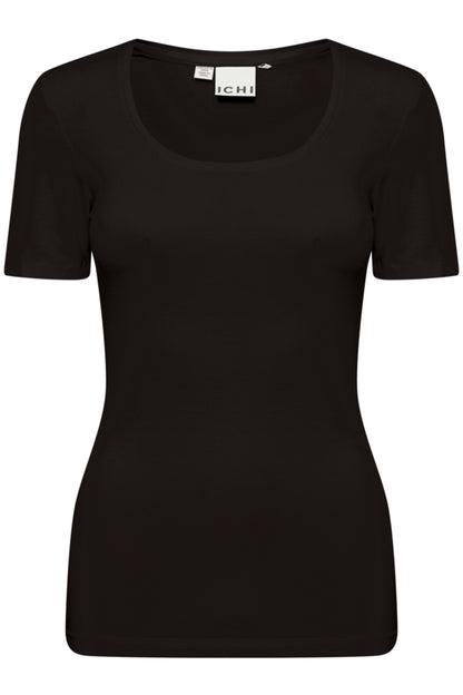 Ichi Zola Plain Short Sleeve Top Black