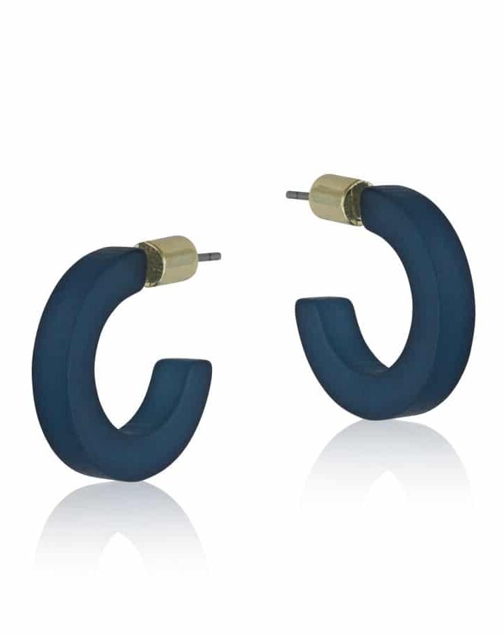 Big Metal Jewellery Daphne Hoop Earrings Navy Blue