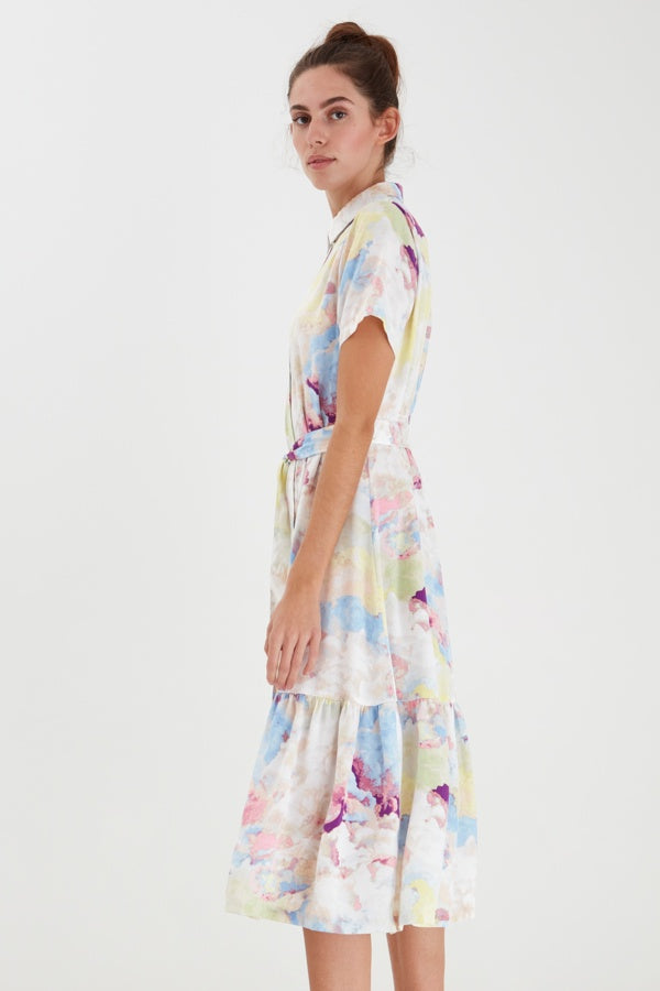 Ichi Cloudy Dress Multi Coloured