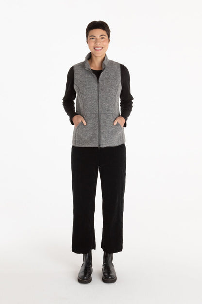 Cut Loose Boiled Wool Zip Front Vest Lava Grey