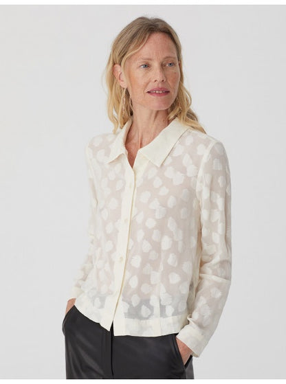 Nice Things Leaves Jacquard Shirt Ecru