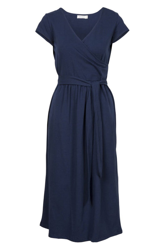 Lily and Me Wrap Midi Dress Plain Navy