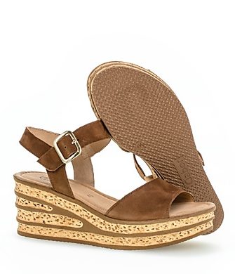 Gabor Shoes Twirl Wedge Sandals Whisky