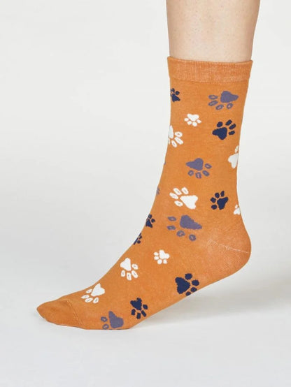 Thought Paw Print Socks Amber