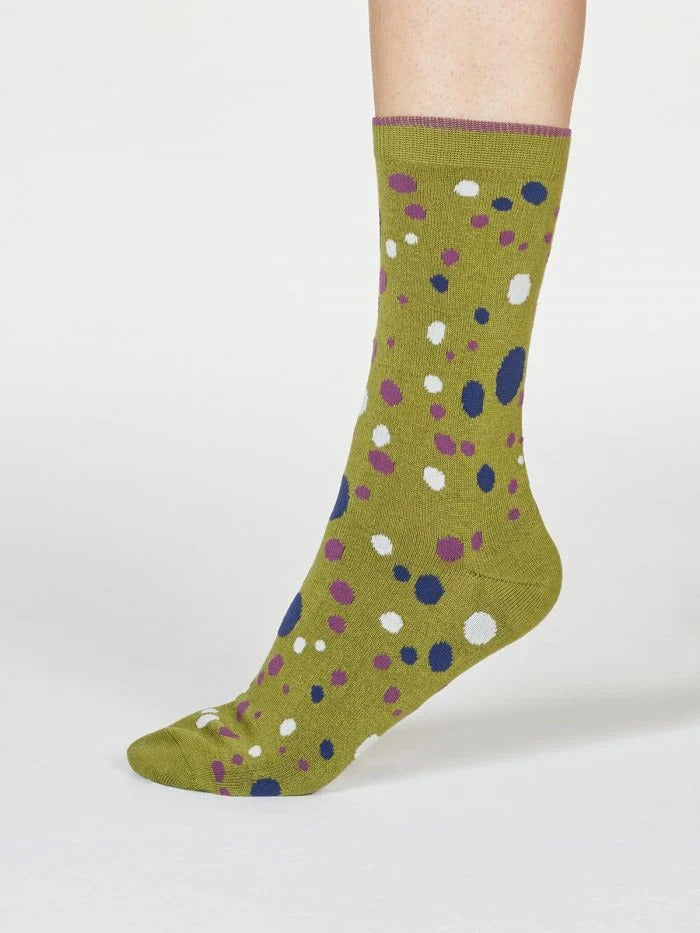 Thought Lucille Spot Socks Olive