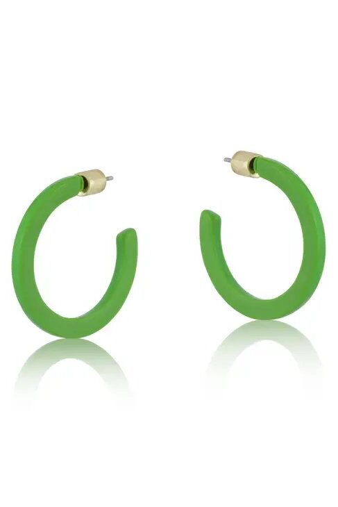 Big Metal London Thea Tiny Hoop Earrings Green