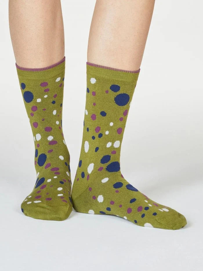 Thought Lucille Spot Socks Olive