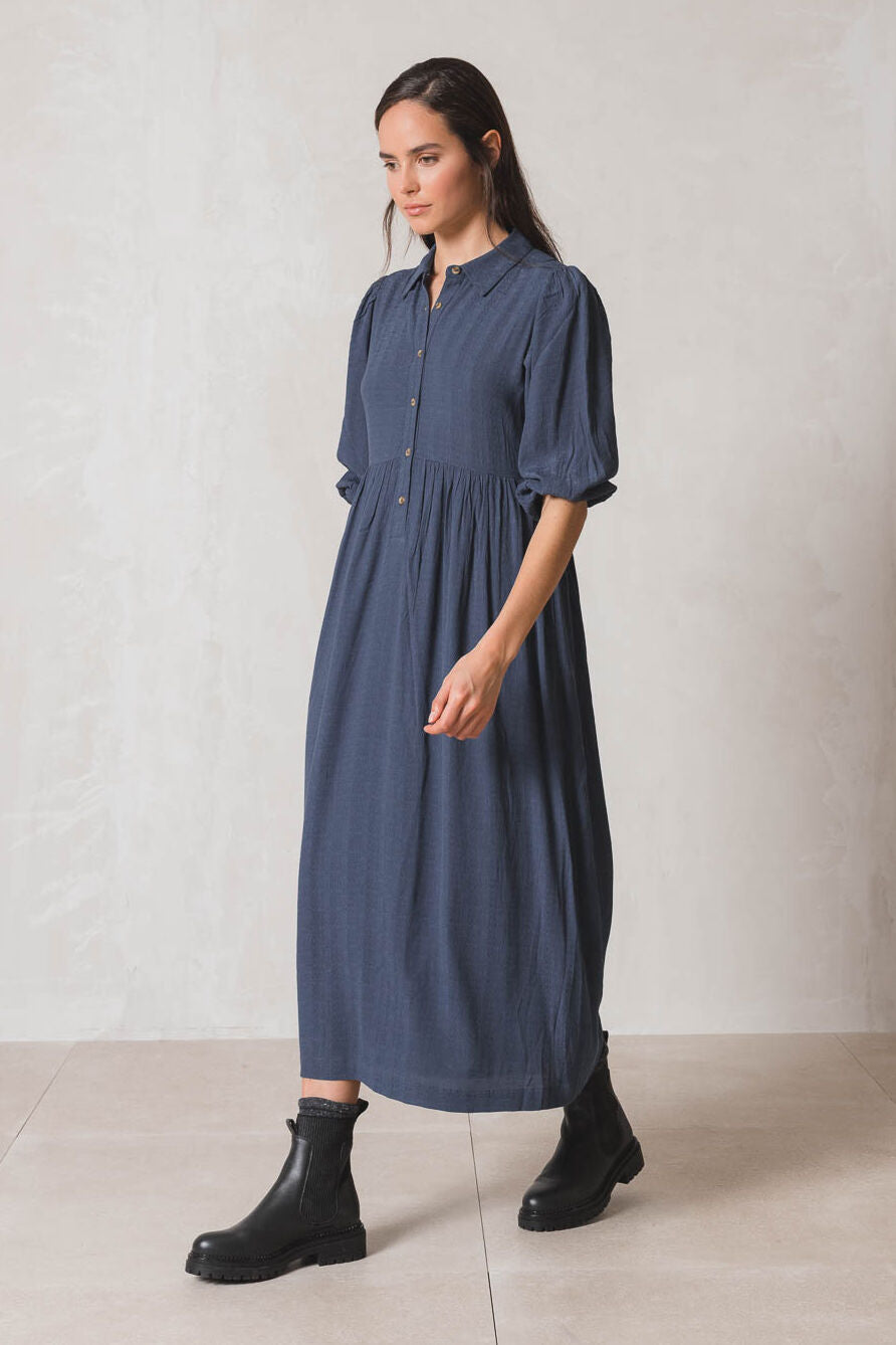 Indi & Cold Evening Shirt Dress Blue