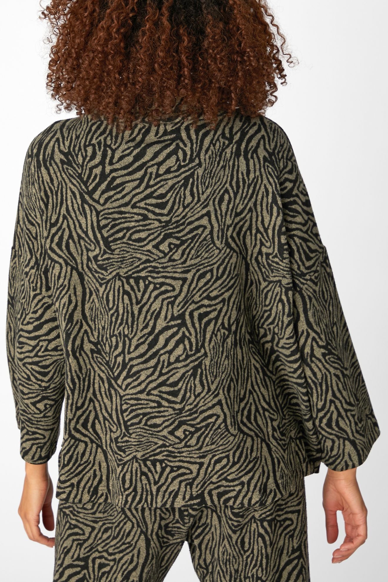 Sahara Zebra Jacquard Jersey Top Black