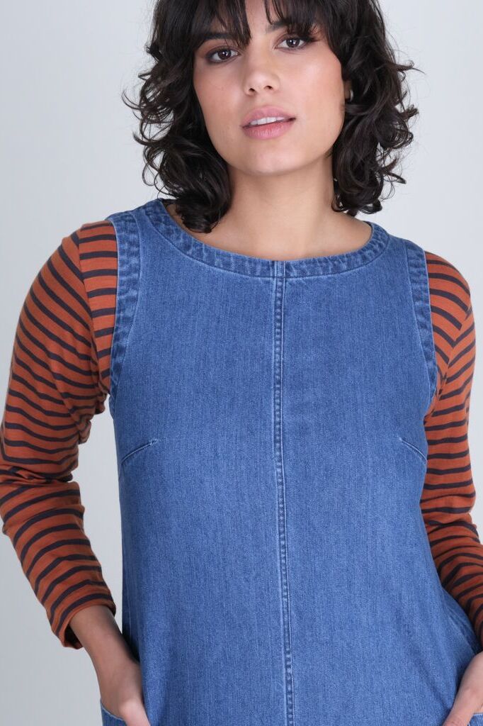 Bibico Eva Pinafore Dress Denim Blue