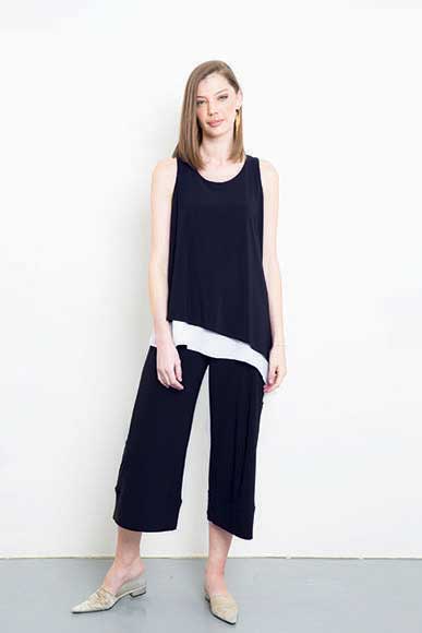 Habits Clothing Crop Basque Wide Pants Navy