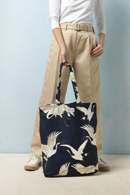 One Hundred Stars Stork Canvas Bag Black