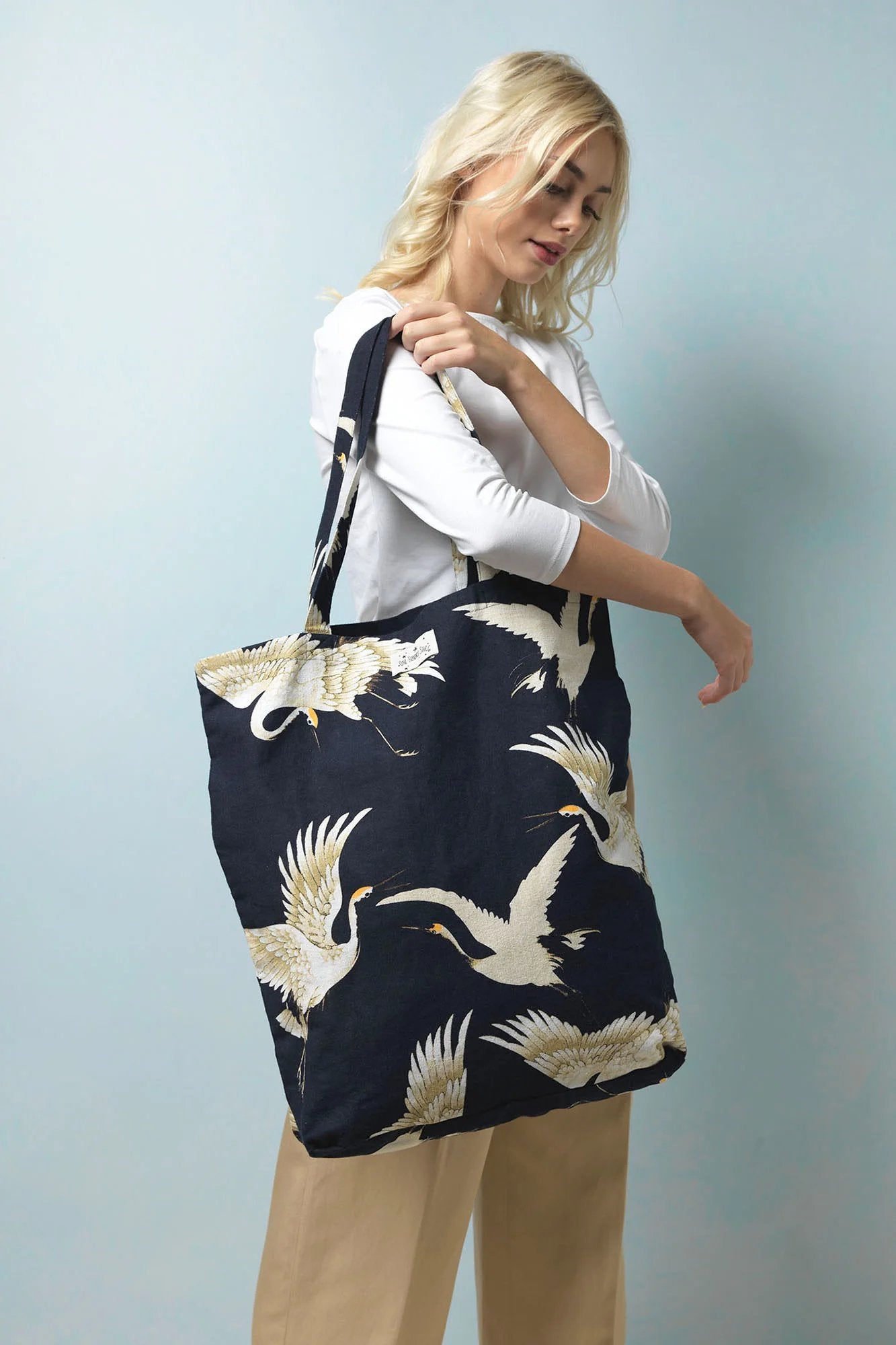 One Hundred Stars Stork Canvas Bag Black