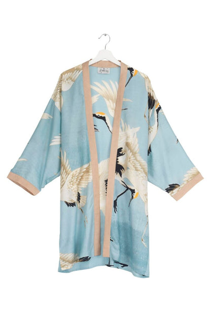 One Hundred Stars Stork Collar Kimono Sky Blue