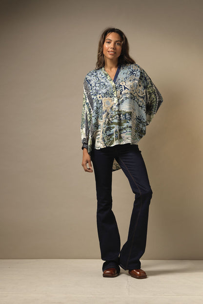 One Hundred Stars Tapestry Darcy Shirt Sea Blue Blue