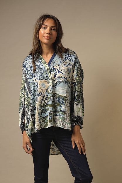 One Hundred Stars Tapestry Darcy Shirt Sea Blue Blue