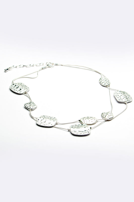 Eliza Gracious Beaten Effect Twin Strand Short Necklace Silver