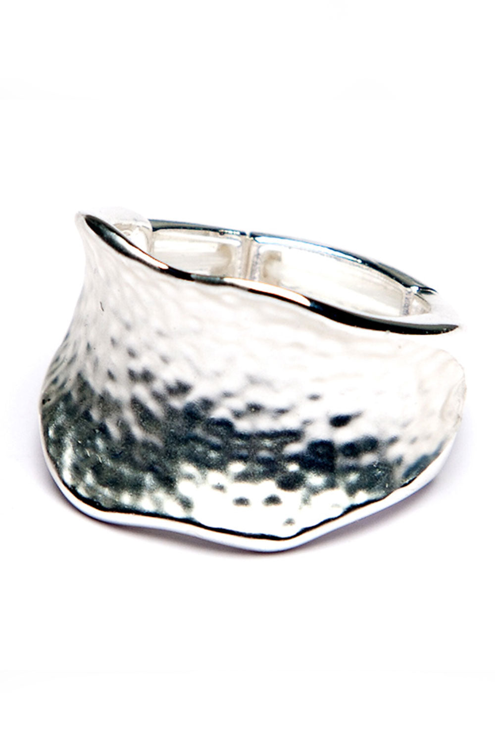 Eliza Gracious Beaten Effect Concave Ring Silver