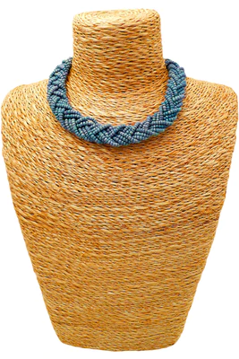 Lotus Feet Denim Blue Plait Necklace