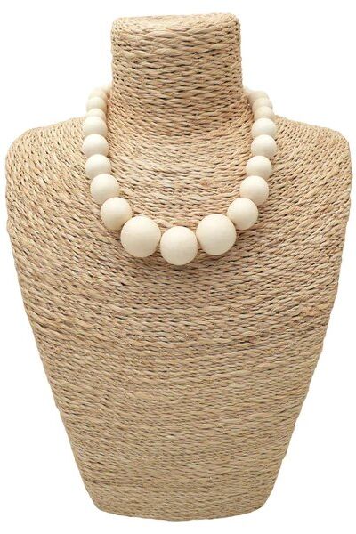 Lotus Feet Graduated Ball Necklace Cream